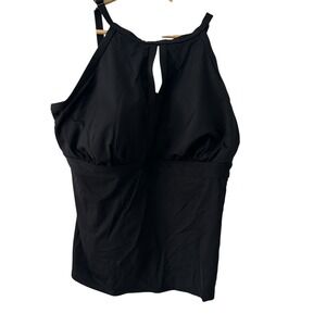 Lands' End Tankini Top Womens 18 D Black Excellent High Neck Keyhole Swimwear